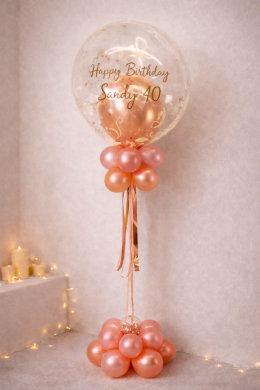 Konfetti Ballon zum Geburtstag in Rosa und Melon